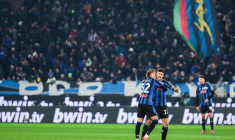 (L-R) Mateo Retegui of Atalanta BC celebrates after scoring a goal with Matteo Ruggeri of Atalanta BC during Serie A 2024/25 football match between Atalanta BC and Juventus FC at Gewiss Stadium   - Photo by Icon Sport
