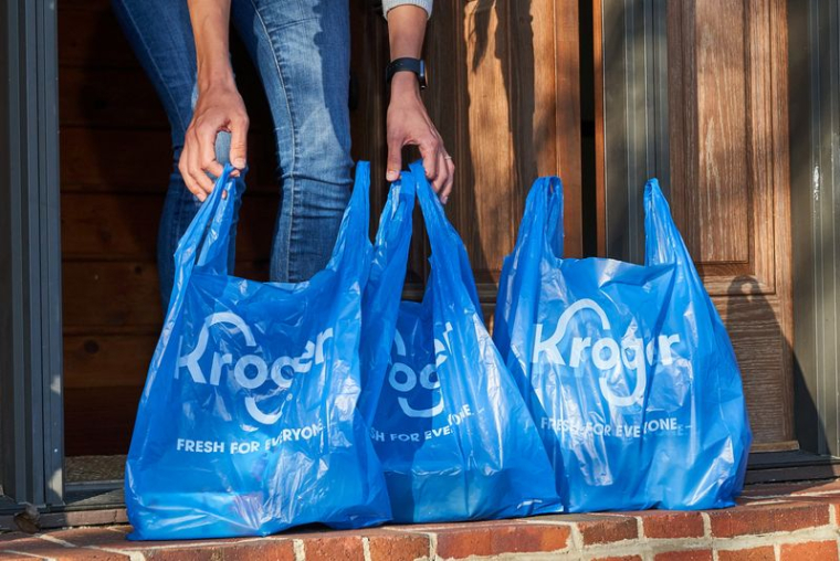 Photo non datée montrant des sacs de livraison du distributeur Kroger