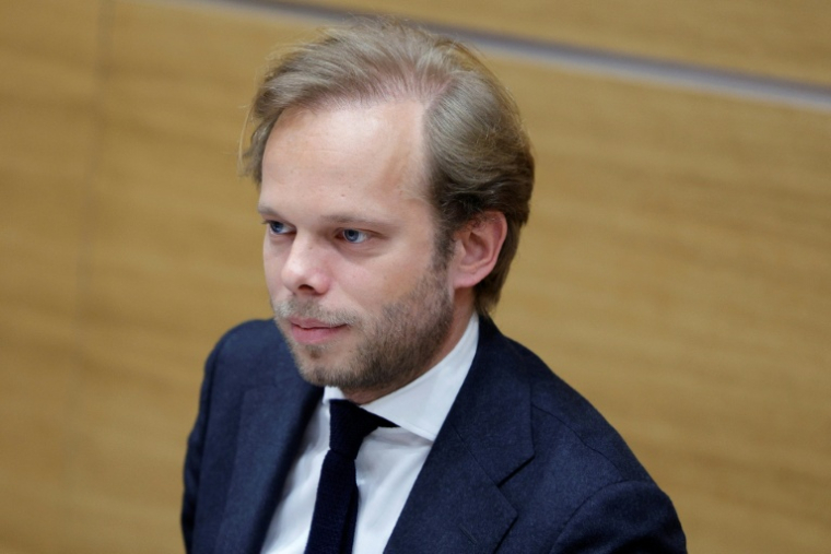 Le député UDR Charles Alloncle, rapporteur de la Commission d'enquête sur l'audiovisuel public, à l'Assemblée nationale, le 8 avril 2026 à Paris ( AFP / GEOFFROY VAN DER HASSELT )