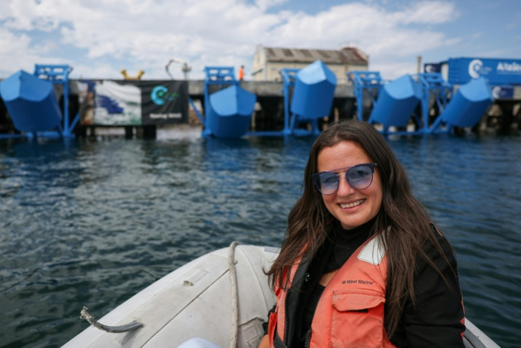 Inna Braverman, d'Eco Wave Power, au port de Los Angeles à San Pedro, Californie le 26 août 2025 ( AFP / Patrick T. Fallon )