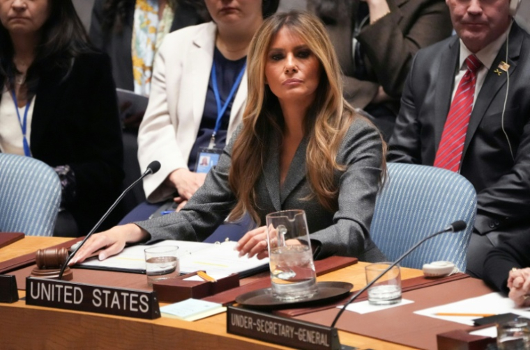 La Première dame des Etats-Unis Melania Trump préside le Conseil de sécurité de l'ONU, le 2 mars 2026 à New York ( AFP / TIMOTHY A. CLARY )