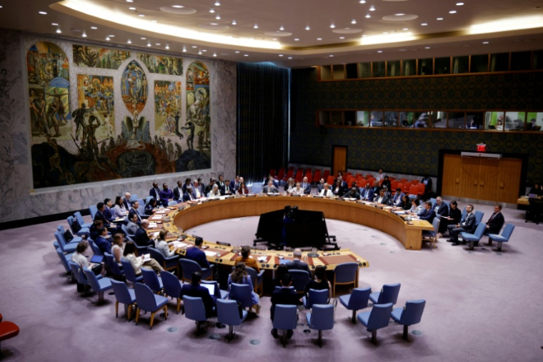 Le Conseil de sécurité de l'ONU lors d'un vote d'urgence sur la guerre en Ukraine, le 27 juillet 2026. ( AFP / Leonardo MUNOZ )