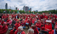 Manifestation à La Haye contre la politique du gouvernement néerlandais envers Israël, le 18 mai 2025 ( ANP / Phil Nijhuis )