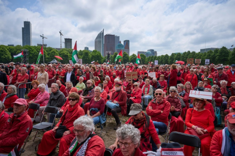 Manifestation à La Haye contre la politique du gouvernement néerlandais envers Israël, le 18 mai 2025 ( ANP / Phil Nijhuis )