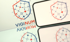 Le logo de Viginum, service chargé de lutter contre les manipulations de l'information par des acteurs étrangers, le 21 mai 2025 à Nantes ( AFP / Loic VENANCE )