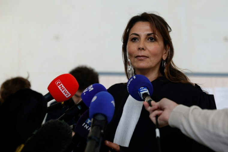 L'avocate des parents d'Evaëlle, Me Delphine Meillet, fait une déclaration à la presse au tribunal de Pontoise, le 10 mars 2025 dans le Val-d'Oise ( AFP / GEOFFROY VAN DER HASSELT )