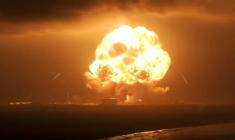 Image tirée d'une vidéo montrant l'explosion de la fusée New Glenn de Blue Origiin, le 28 mai 2026 à Cap Canaveral, en Floride ( NASASpaceflight.com / - )