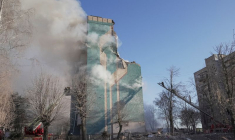 Conséquences d'une attaque à la roquette russe à Ternopil