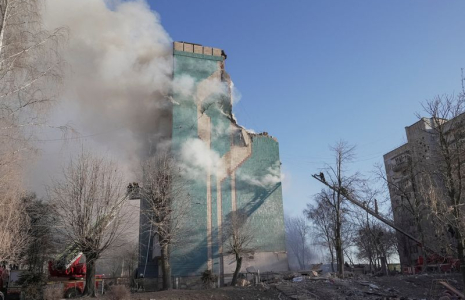 Conséquences d'une attaque à la roquette russe à Ternopil