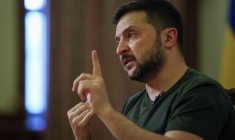 Le président ukrainien Zelensky lors d'une interview à Kiev