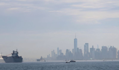 Vue sur Lower Manhattan depuis le voilier Elissa, à New York