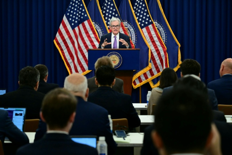 Jerome Powell lors d'une conférence de presse à Washington, le 29 octobre 2025 ( AFP / Jim WATSON )