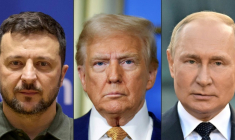 Les présients Volodymyr Zelensky, Donald Trump et Vladimir Poutine dans un combo photo ( UKRAINIAN PRESIDENTIAL PRESS SERVICE / Handout )