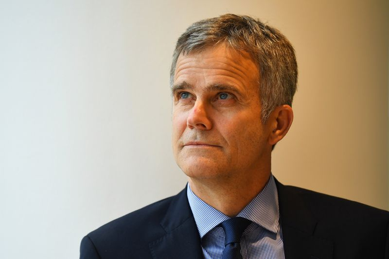 Helge Lund, président de BP, pose pour une photo avant une interview à Londres