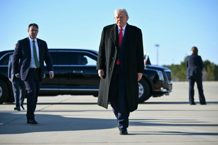 Le président américain Donald Trump, le 13 février 2026 sur le site militaire de Pope Field à Fort Bragg, en Caroline du Nord   ( AFP / Mandel NGAN )