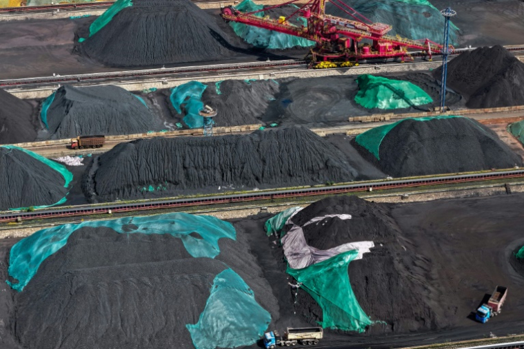Un parc à charbon au bord du fleuve Yangtze à Nanjing, dans la province orientale du Jiangsu, le 22 juillet 2025 en Chine ( AFP / - )