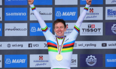 Le Slovène Tadej Pogacar lors des Championnats du Monde UCI 2024 à Zurich