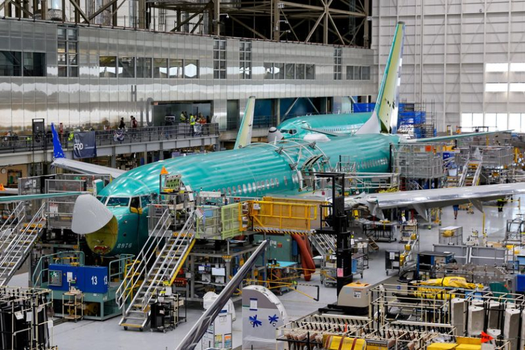 Des avions Boeing 737 MAX sont assemblés dans l'usine de la compagnie à Renton, dans l'État de Washington