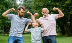 (Crédits photo : Adobe Stock - Trois générations de champions célébrant ensemble la fête des pères)