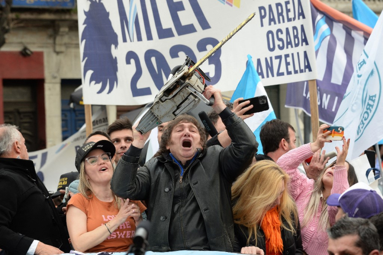 Javier Milei à La Plata, en Argentine, le 12 septembre 2023. ( AG La Plata / MARCOS GOMEZ )