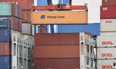 Un container Hapag Lloyd dans un port en Allemagne