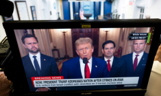 Le président américain Donald Trump s'adresse à la nation au sujet des bombardements américains de sites nucléaires iraniens à la Maison Blanche à Washington, le 21 juin 2025 ( AFP / SAUL LOEB )