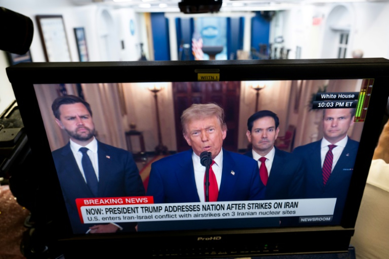 Le président américain Donald Trump s'adresse à la nation au sujet des bombardements américains de sites nucléaires iraniens à la Maison Blanche à Washington, le 21 juin 2025 ( AFP / SAUL LOEB )