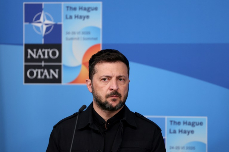 Le président ukrainien Volodymyr Zelensky au sommet de l'Otan, le 24 juin 2025 à La Haye, aux Pays-Bas ( POOL / Claudia Greco )