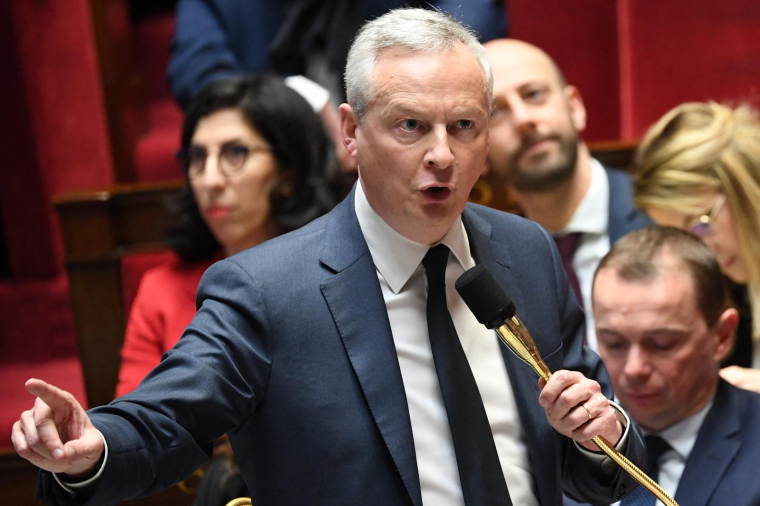 Le ministre de l'Économie Bruno Le Maire, le 14 février 2022, à l'Assemblée nationale. ( AFP / BERTRAND GUAY )
