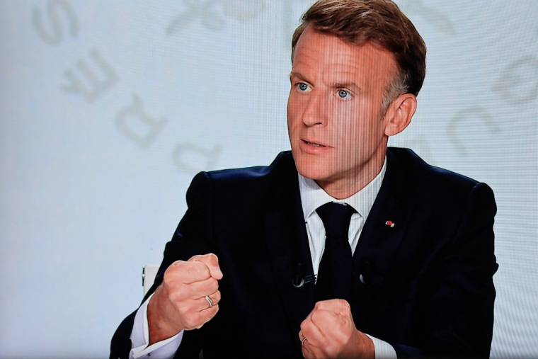 Emmanuel Macron sur France 2 et TF1 à l'Elysée, à Paris le 24 septembre 2026. ( AFP / LUDOVIC MARIN )