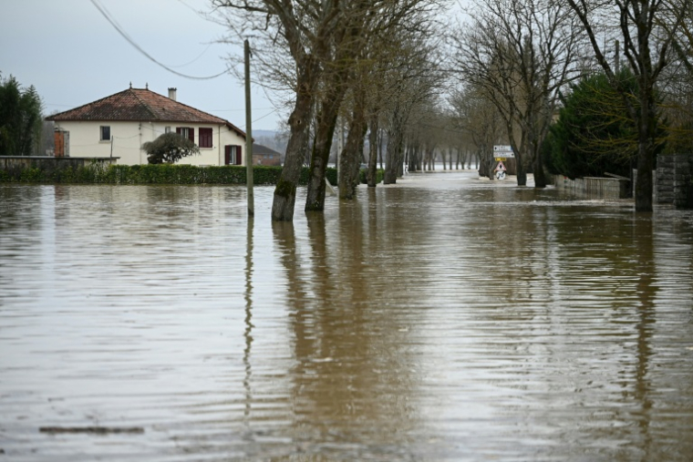La crue de la Garonne inonde les rues de Tonneins dans le Lot-et-Garonne, le 13 février 2026 ( AFP / Christophe ARCHAMBAULT )