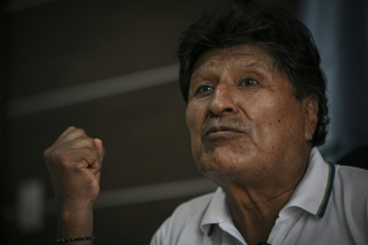 L'ancien président bolivien Evo Morales (2006-2019) lors d'un entretien avec l'AFP à Lauca Eñe, dans la province de Tiraque (département de Cochabamba), le 23 juin 2026 ( AFP / MARTIN BERNETTI )