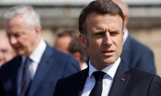 Emmanuel Macron, à Bergerac, le 11 avril 2024 ( POOL / LUDOVIC MARIN )