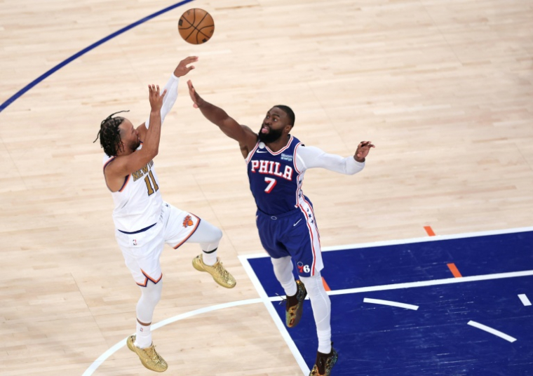 Jalen Brunson face aux Sixers, à New York le 20 octobre 2026 ( GETTY IMAGES NORTH AMERICA / Caleb Bowlin )