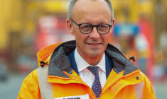 Friedrich Merz, au port de Bremerhaven, le 7 octobre 2025 ( POOL / FOCKE STRANGMANN )