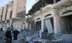 Le site d'une frappe israélienne, dans le sud de la bande de Gaza