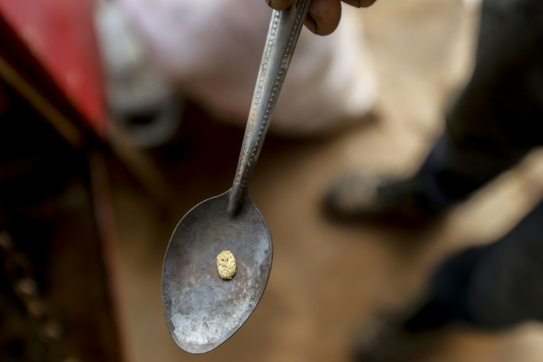 Une pépite d'or extraite d'une mine artisanale, à El Dorado, au Venezuela, le 25 mai 2025 ( AFP / Pedro MATTEY )