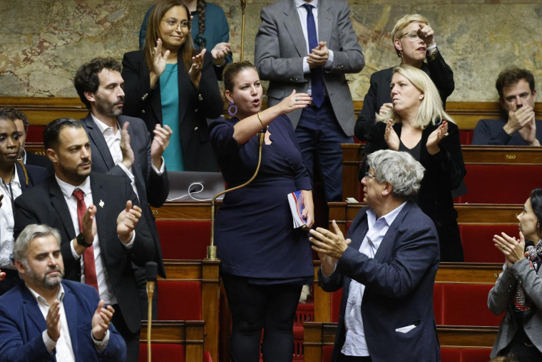 Le cheffe de file de LFI, Mathilde Panot, à l'Assemblée nationale le 3 octobre 2022. ( AFP / Ludovic MARIN )