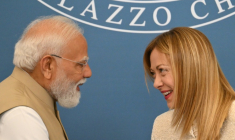 Le Premier ministre indien Narendra Modi et la présidente du Conseil italien Giorgia Meloni à la Villa Doria Pamphilj à Rome le 20 mai 2026. ( AFP / Alberto PIZZOLI )
