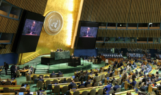 La 11e conférence d'examen du traité de non-prolifération nucléaire (TNP) au siège de l'ONU à New York, le 27 avril 2026 ( AFP / ANGELA WEISS )