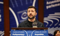 Le président ukrainien Volodymyr Zelensky s'adresse aux membres du Conseil de l'Europe à Strasbourg, le 25 juin 2025dans l'est de la France ( AFP / FREDERICK FLORIN )