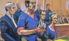 Croquis d'audience de Nicolas Maduro devant le tribunal fédéral de Manhattan, le 5 janvier 2026 ( AFP / Jane ROSENBERG )