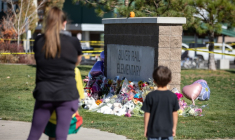 Devant l'école élementaire Silver Rail à Bend, dans l'Etat américain de l'Oregon, le 16 octobre 2026 ( AFP / Payton Bruni )