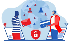 (Crédits photo : Adobe Stock - Cybermalfaiteur procédant à une fraude à la carte bancaire suite à ruse ou arnaque de sa cible sur internet)