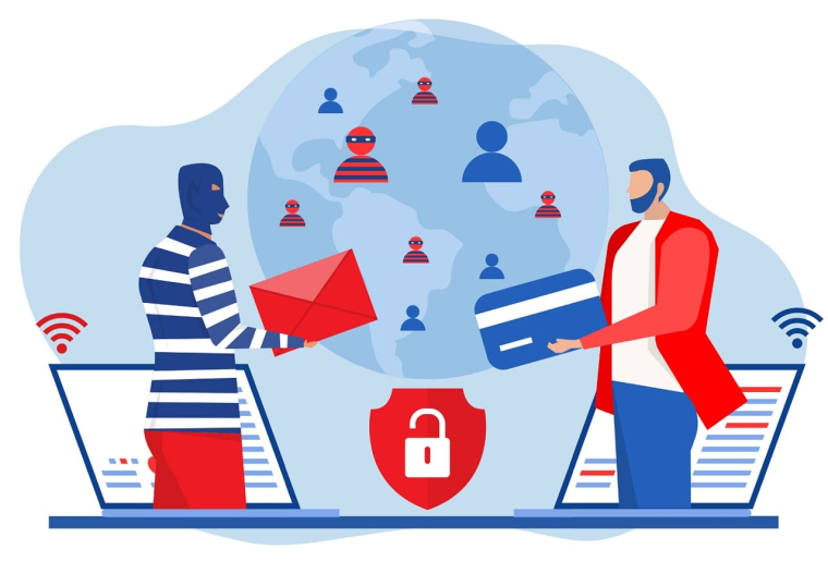 (Crédits photo : Adobe Stock - Cybermalfaiteur procédant à une fraude à la carte bancaire suite à ruse ou arnaque de sa cible sur internet)