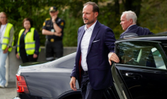 Le prince héritier Haakon photographié à Drammen, au sud-ouest d'Oslo, en Norvège, le 19 juillet 2026. ( NTB / Thomas Fure )