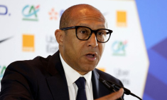 Philippe Diallo, président de la Fédération française de football, lors d'une conférence de presse au stade de Paderborn, à Paderborn, en Allemagne.