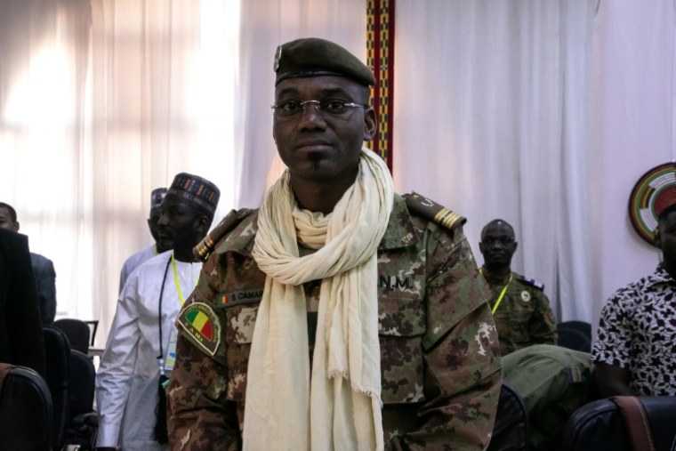 Le ministre malien de la Défense, Sadio Camara, le 15 février 2024 lors d'une réunion des ministres de l'Alliance des Etats du Sahel (AES), à Ouagadougou ( AFP / FANNY NOARO-KABRÉ )