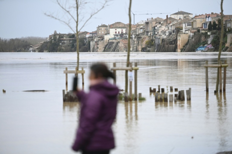 La Garonne en crue à Tonneins, dans le Lot-et-Garonne, le 13 février 2026 ( AFP / Christophe ARCHAMBAULT )