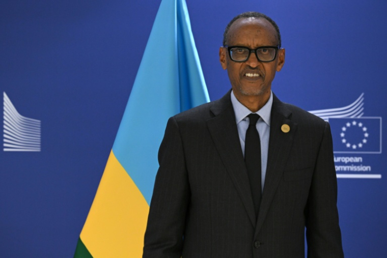 Le président rwandais Paul Kagame, le 9 octobre 2025 au siège de l'UE à Bruxelles (Belgique) ( AFP / Nicolas TUCAT )